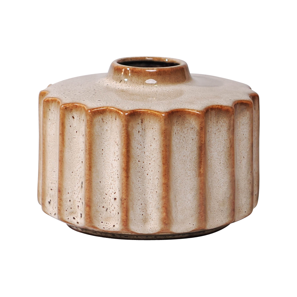 beige rippled vase big