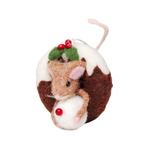 Felted mouse in a Christmas pudding ring