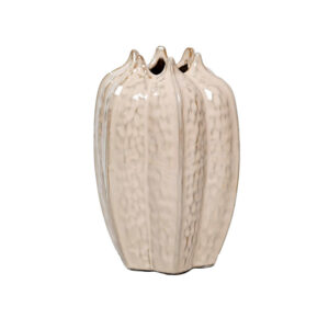 Taupe coloured petal shaped vase for silk flowers
