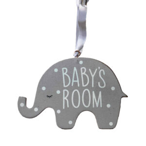 Grey wooden elephant shaped plaque