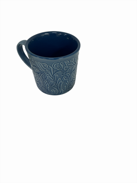 navy blue mug thistle and wildflower print