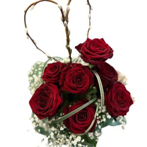Valentine's Day special red roses with a heart